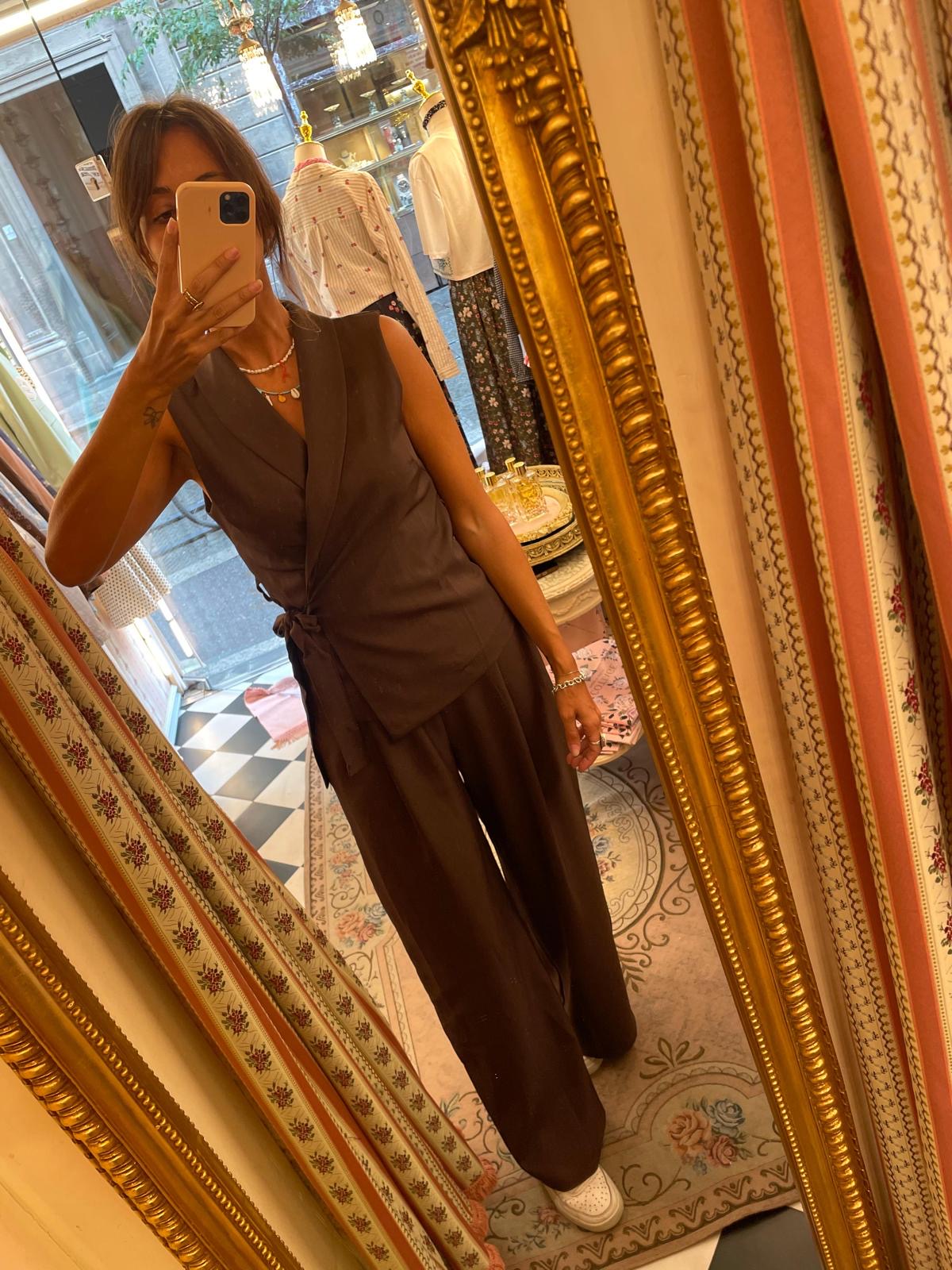 Completo gilet pantalone cioccolato