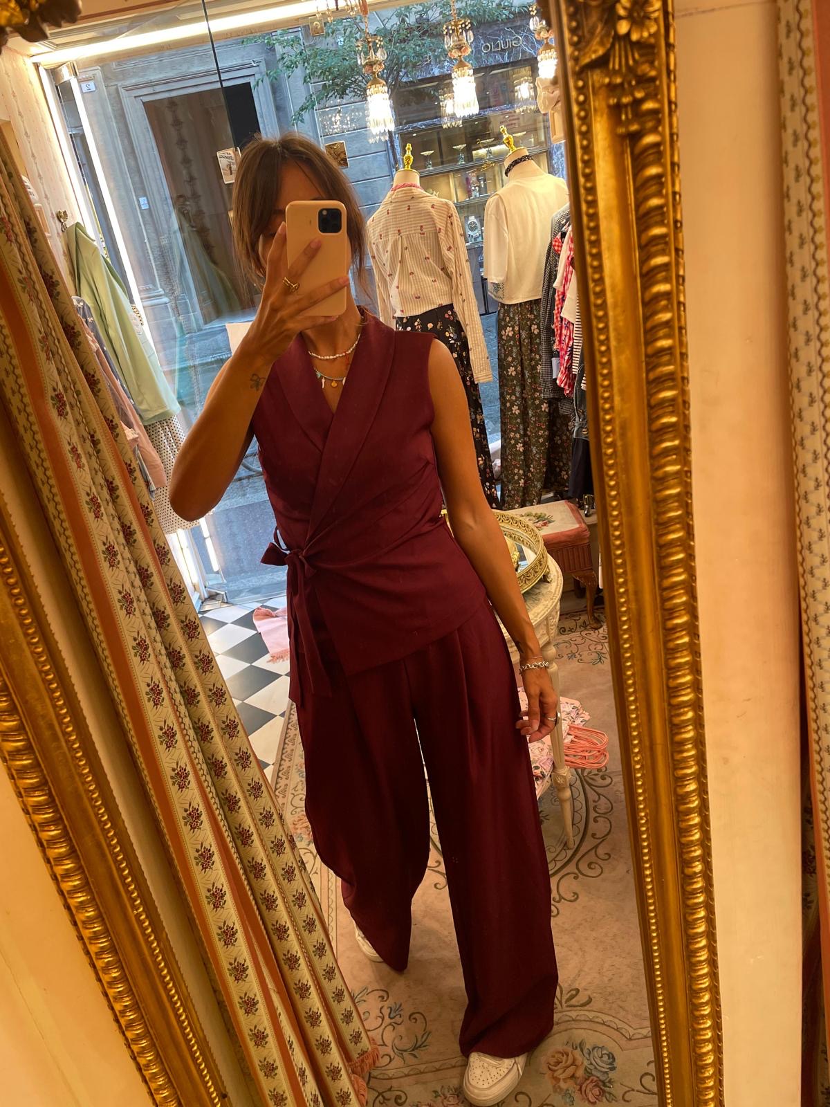 Completo gilet pantalone bordeaux