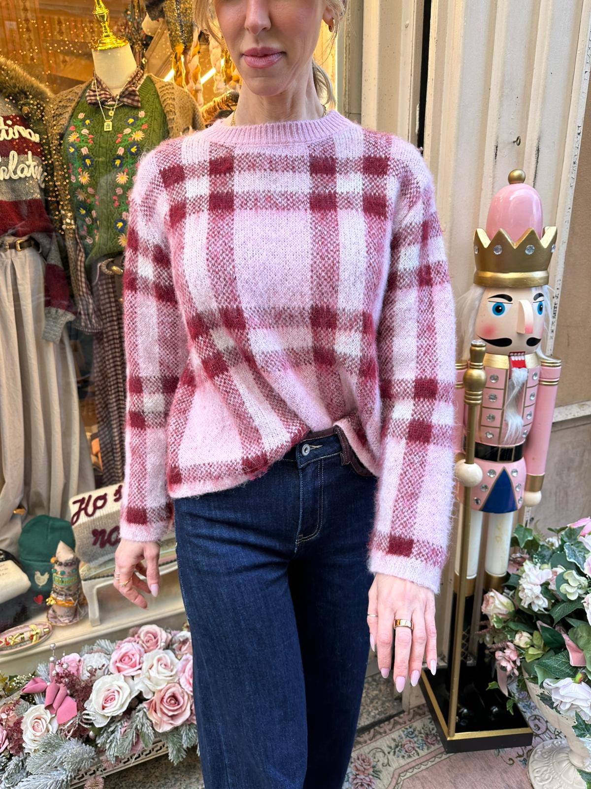 Maglione Tartan Fluffy