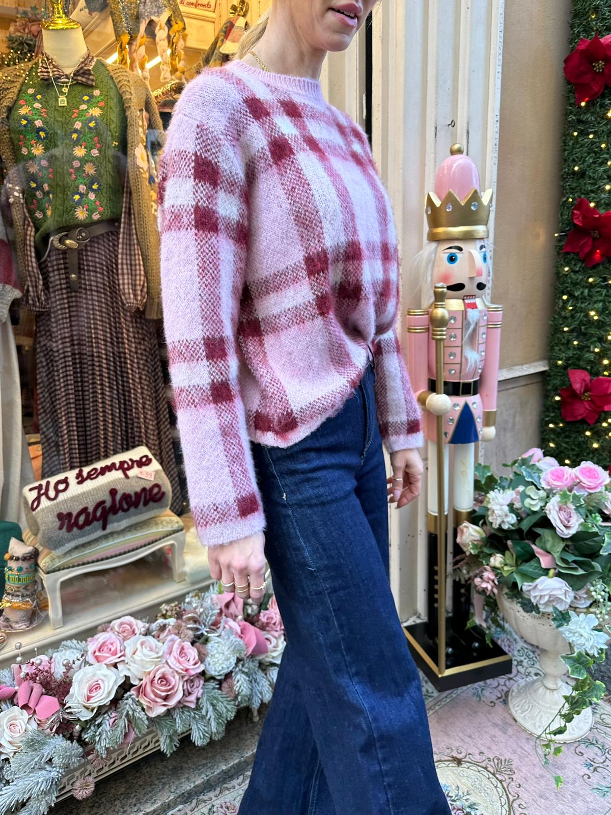 Maglione Tartan Fluffy