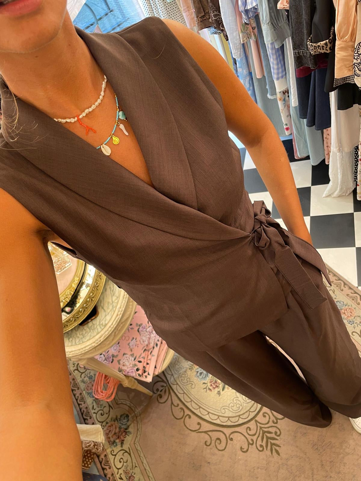 Completo gilet pantalone cioccolato