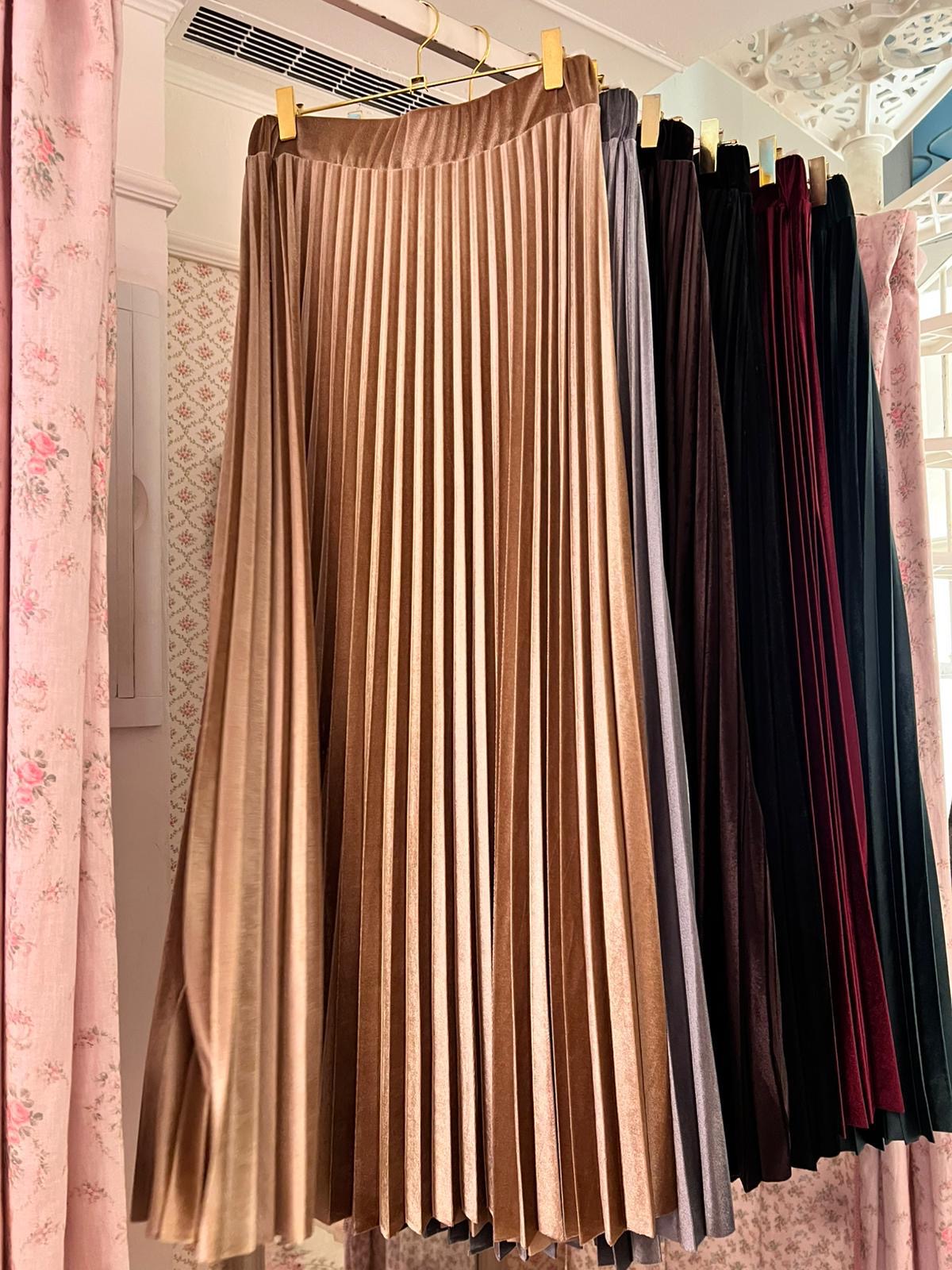 Gonna in velluto plissettata