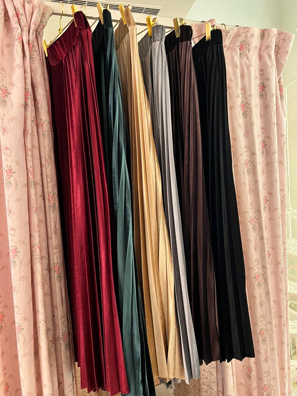 Gonna in velluto plissettata