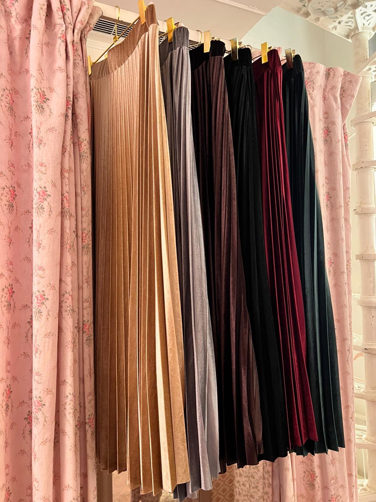 Gonna in velluto plissettata