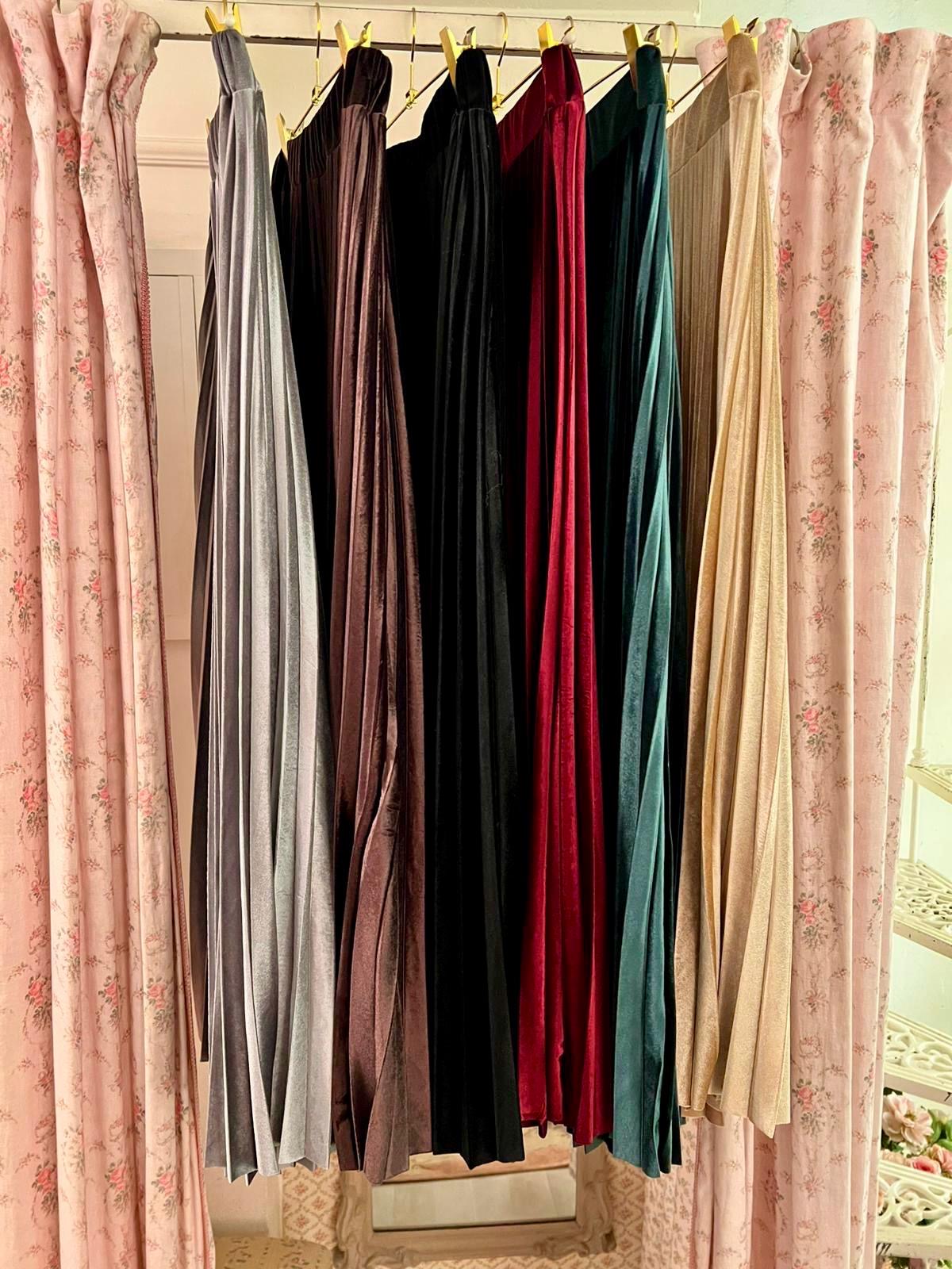 Gonna in velluto plissettata