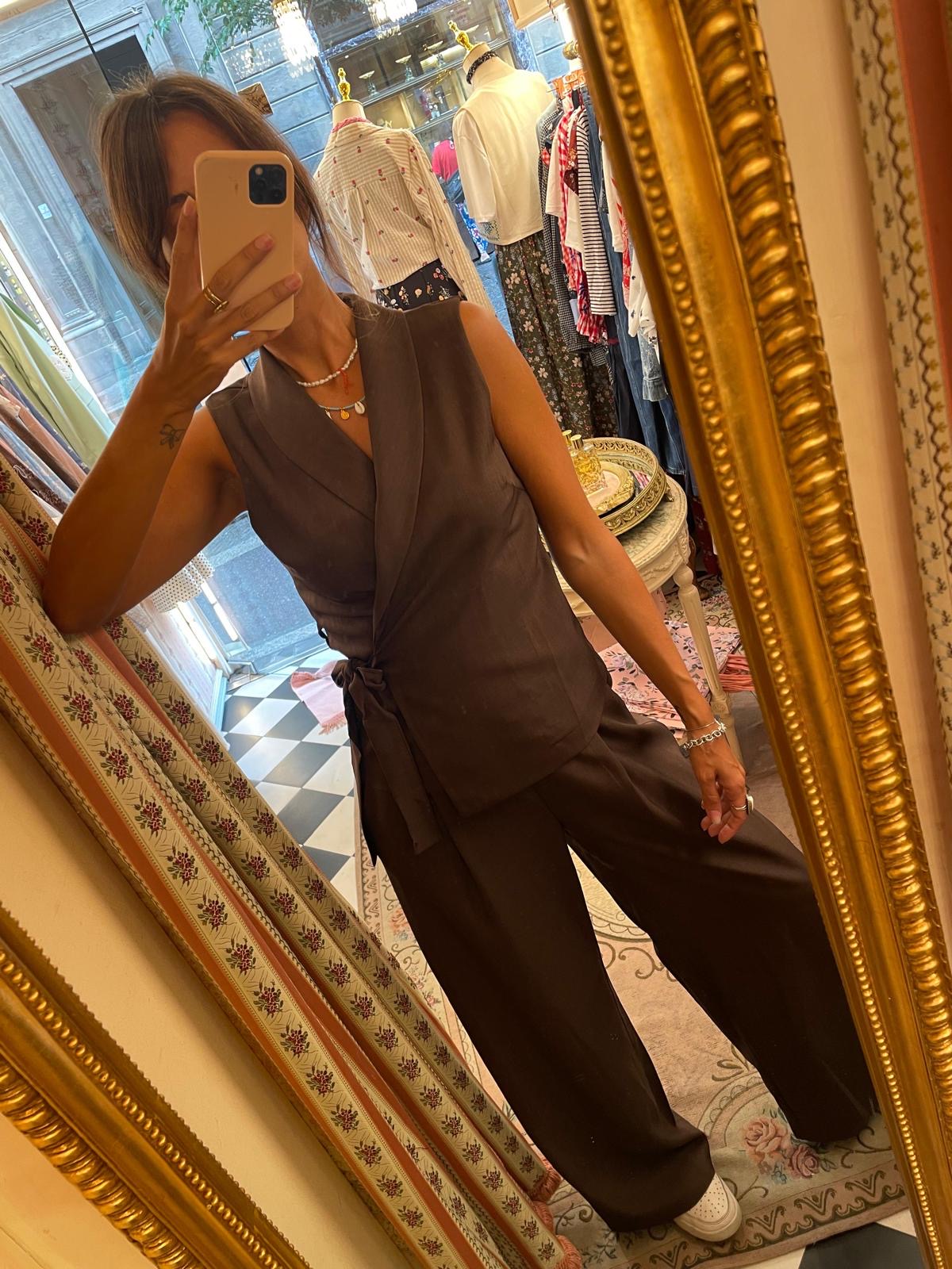 Completo gilet pantalone cioccolato