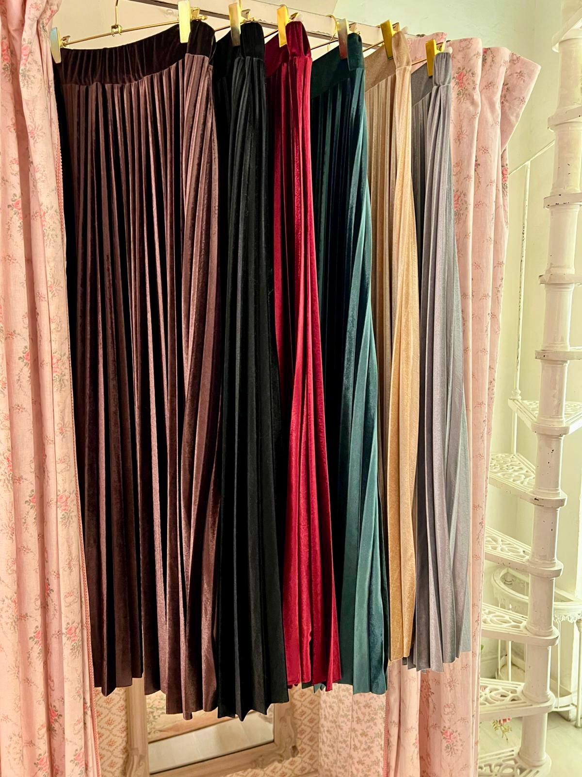 Gonna in velluto plissettata