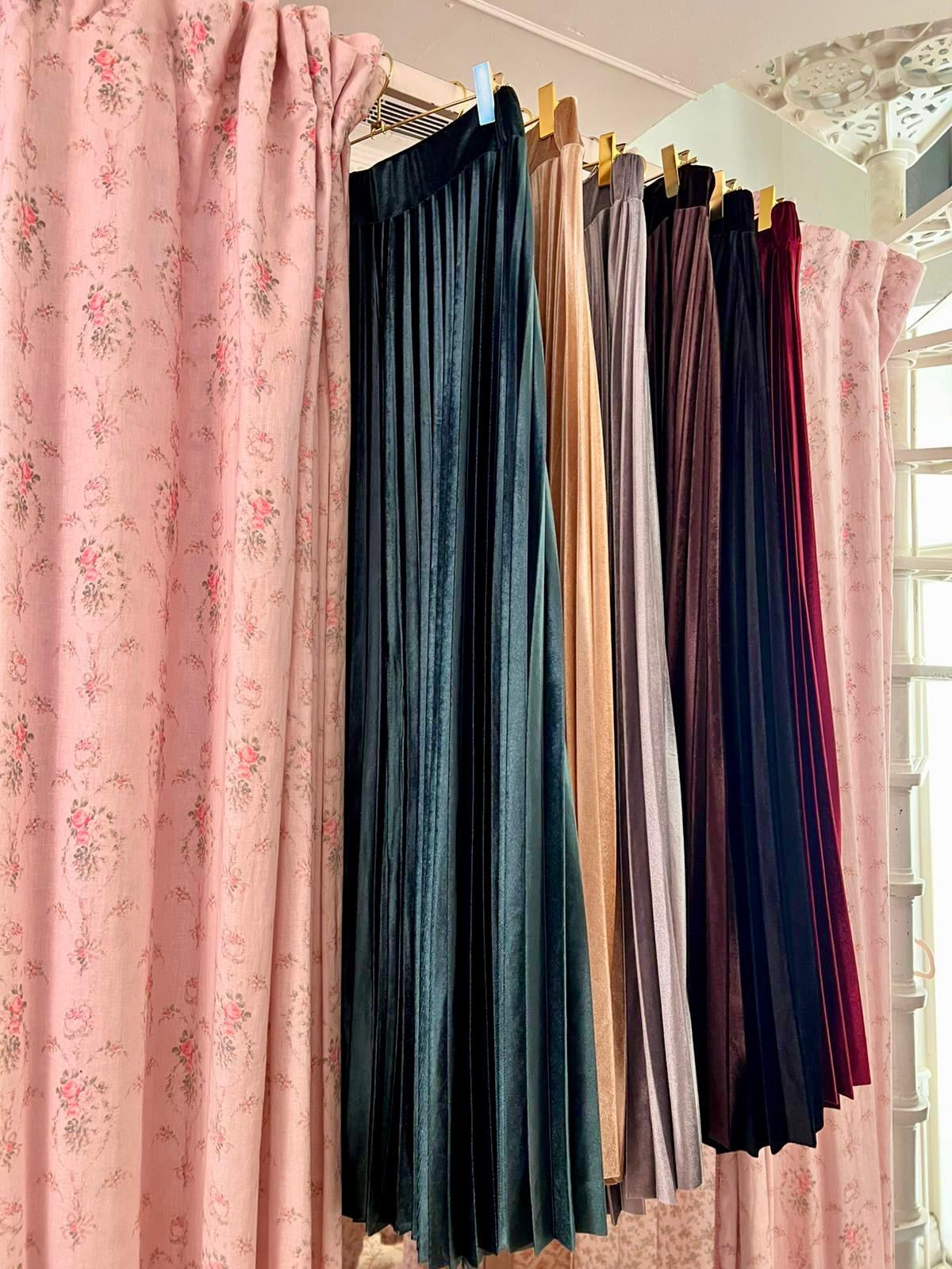 Gonna in velluto plissettata