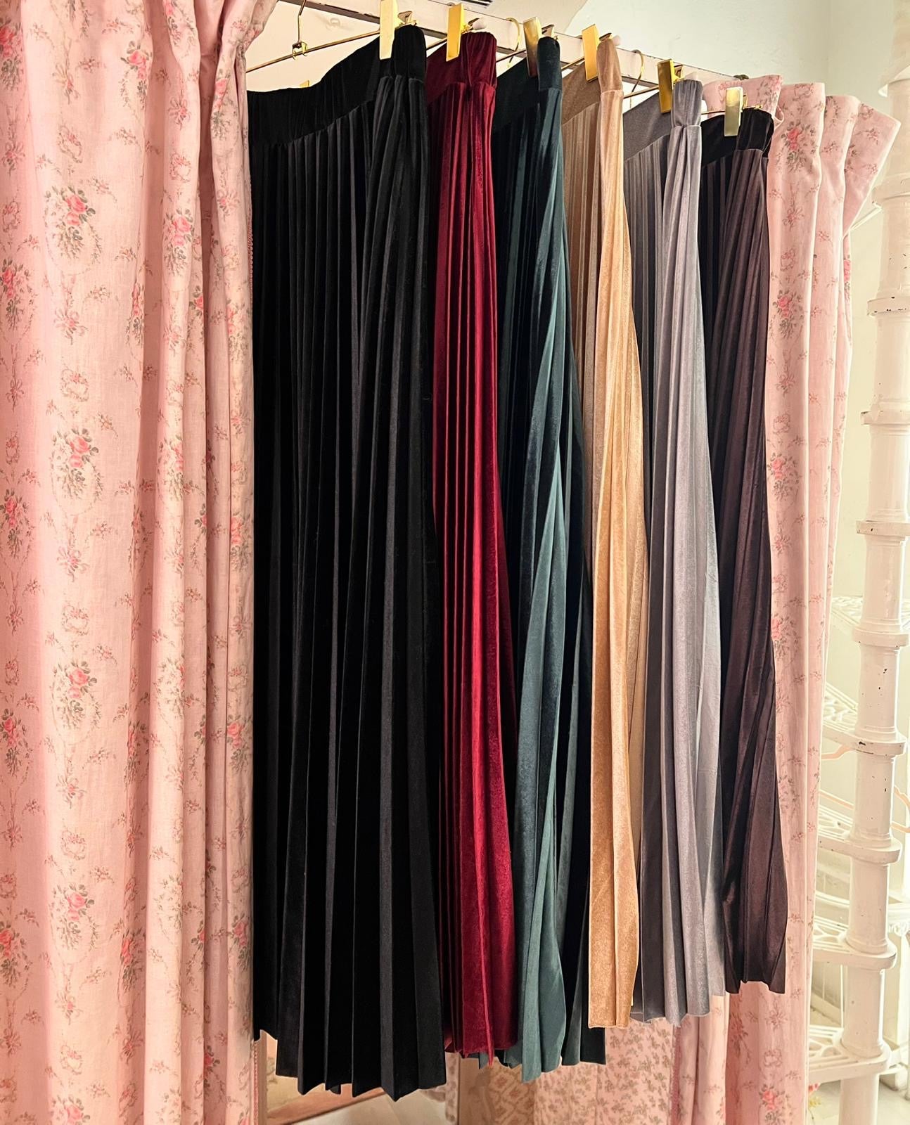 Gonna in velluto plissettata