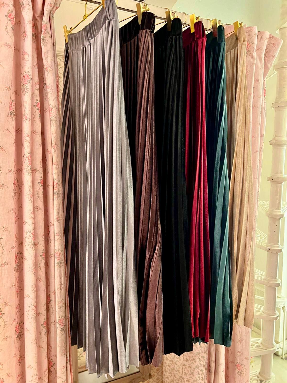 Gonna in velluto plissettata